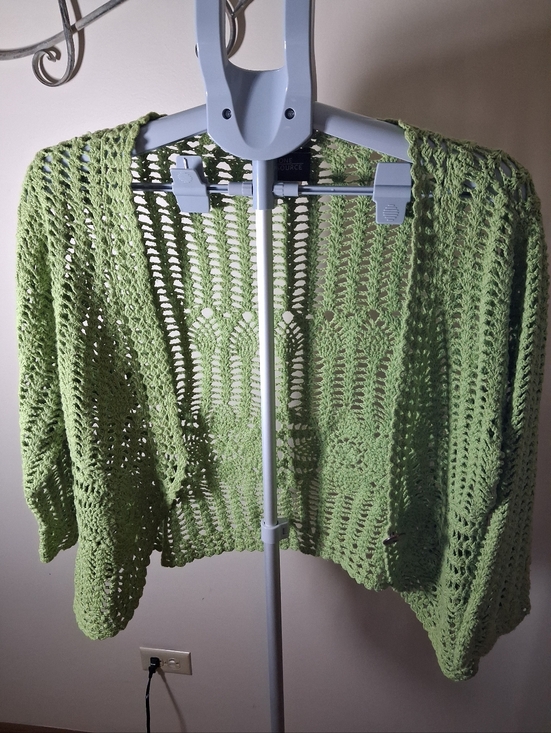 One Resource Sweaters - ONE RESOURCE Boho Crochet Sweater Shrug/Button Cardigan Green Size Womens L